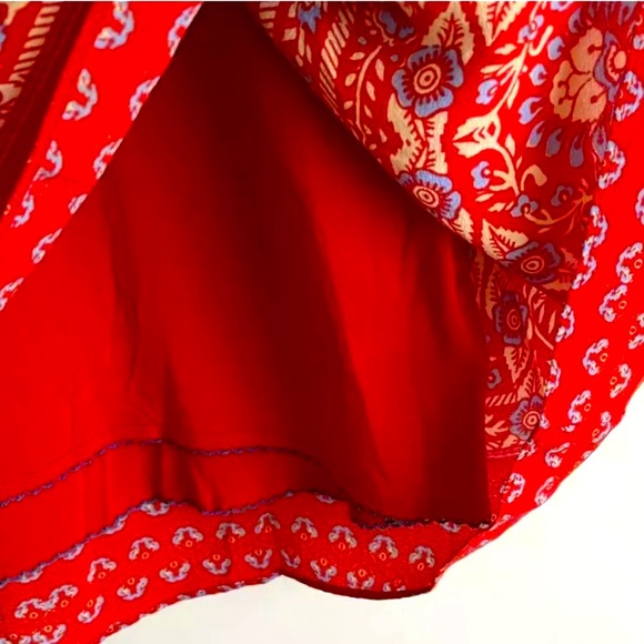 Anthro Vanessa Virginia Silk Paisley Floral Bell Sleeve Dress - Picture 7 of 9